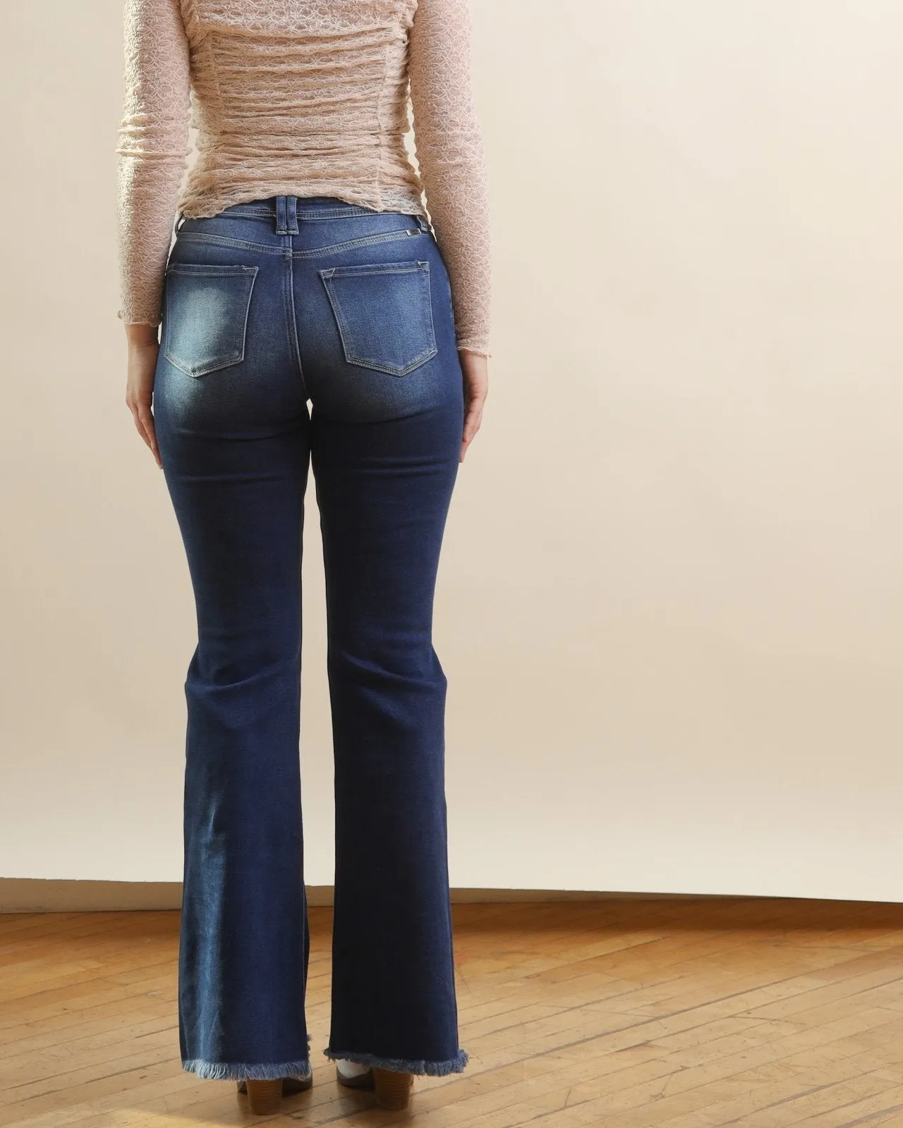 KanCan Dark Wash Button Fly Flare Jeans