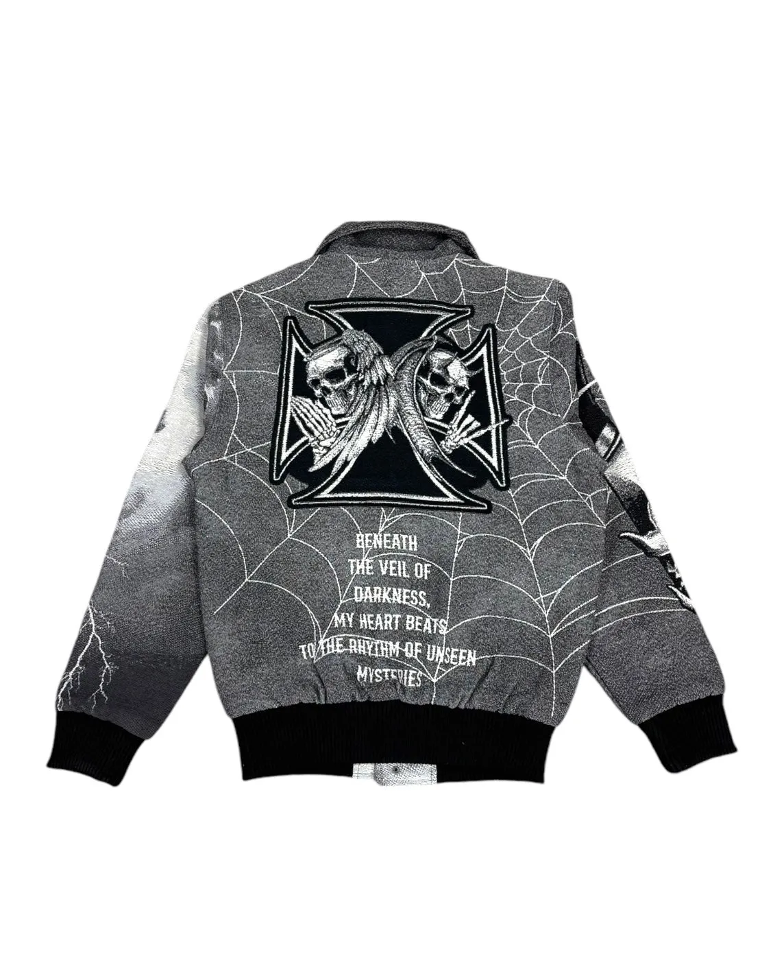 Keep It Moving Rhinestone Tapestry Varsity Jacket