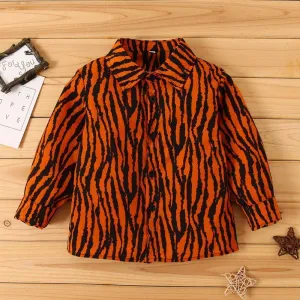 Kid Boys Tiger Pattern Lapel Shirt Little Boy T Shirts