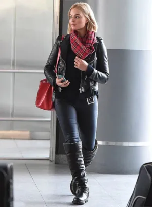 Leather Jacket Worn by Margot Robbie | Margot Robbie Jacket