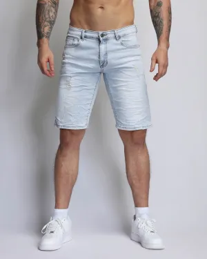 Light Wash Blue Short Jeans with Small Ripped-Mexico Local Delivery