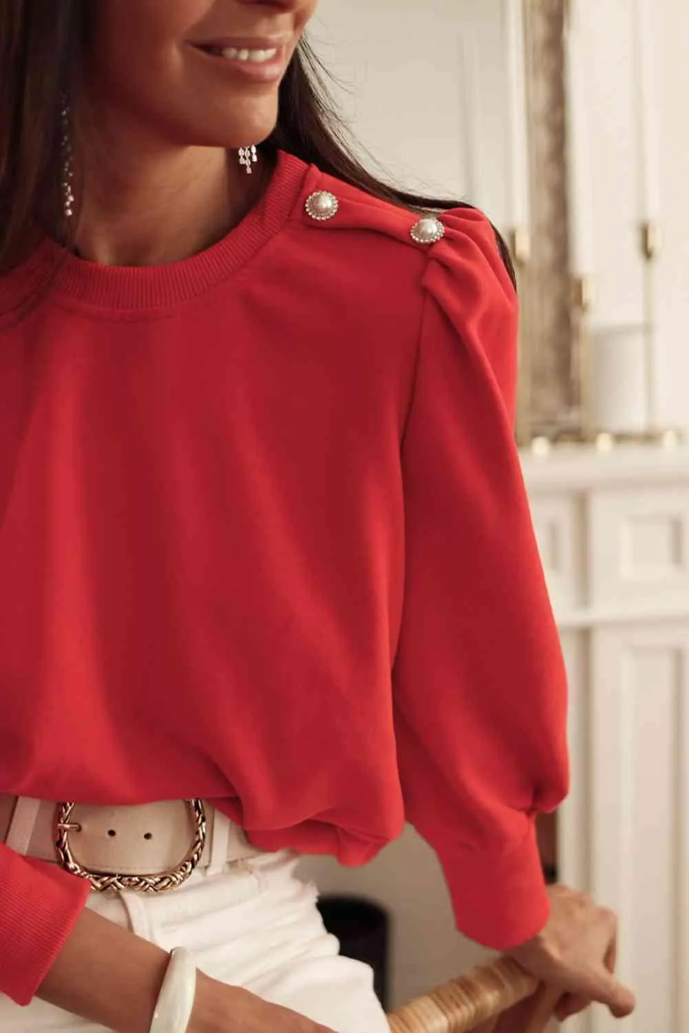 Long Sleeve Top with Button Detail