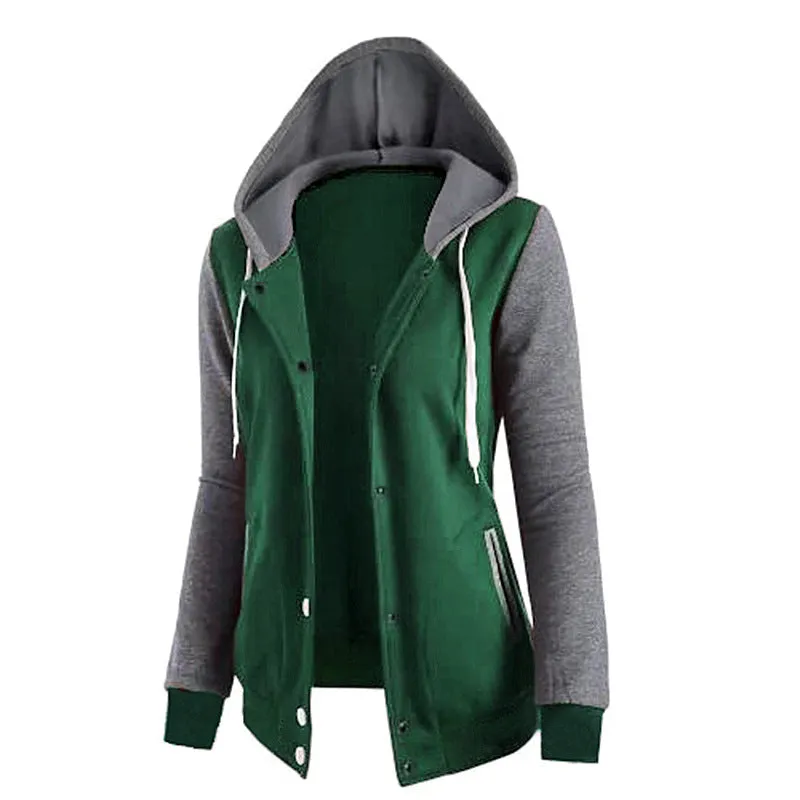Long sleeved Hit color Splicing pocket  Sport Hoodie