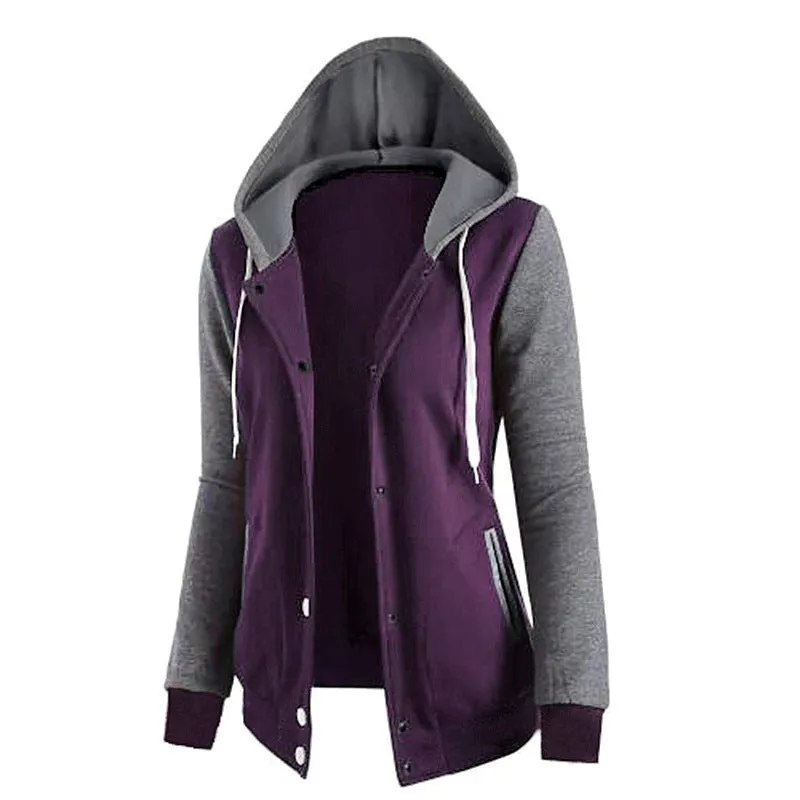 Long sleeved Hit color Splicing pocket  Sport Hoodie