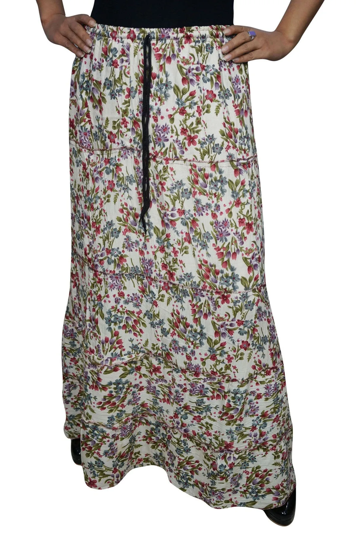 MAxi Skirt Floral Printed Summer Comfy Gypsy Hippie ML