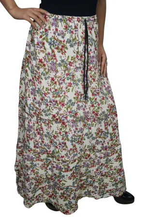 MAxi Skirt Floral Printed Summer Comfy Gypsy Hippie ML