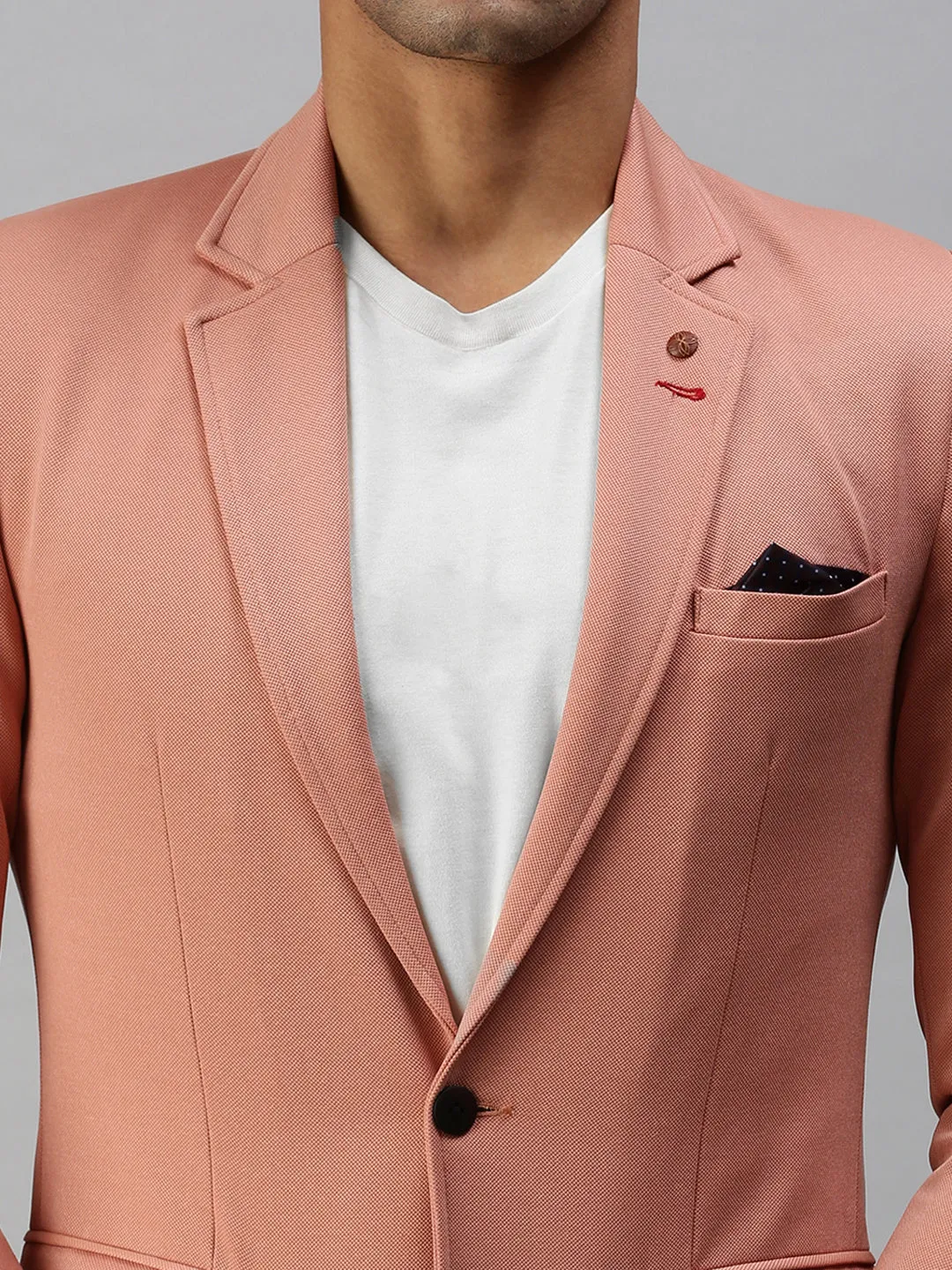 Men Pink Solid Slim Fit Single Breasted Casual Blazers