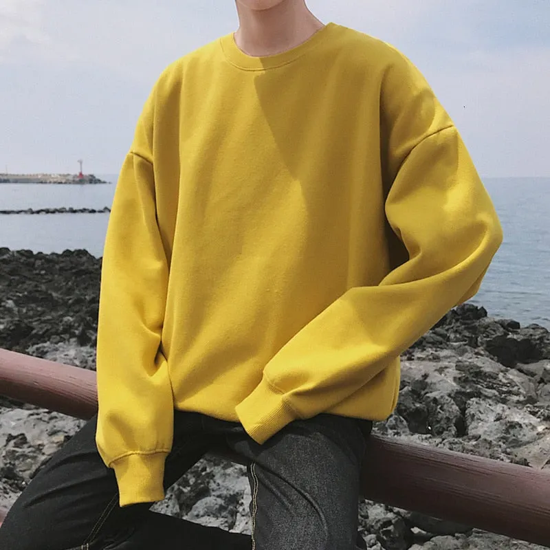 Men Solid Color  Sweatshirts Male Oversized Hoodies Streetwear