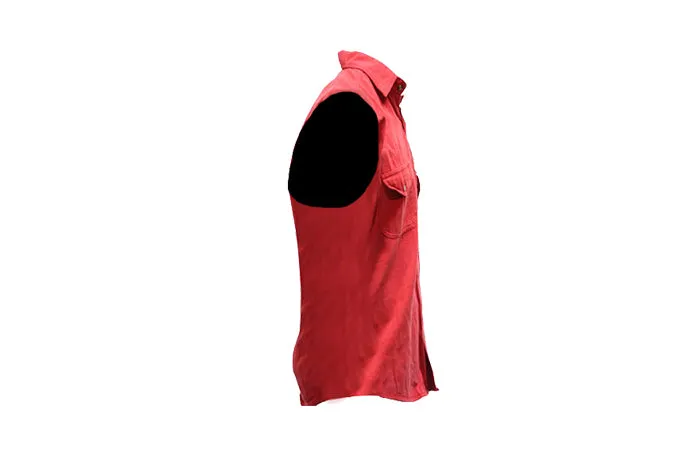 Mens Denim Red Sleeveless