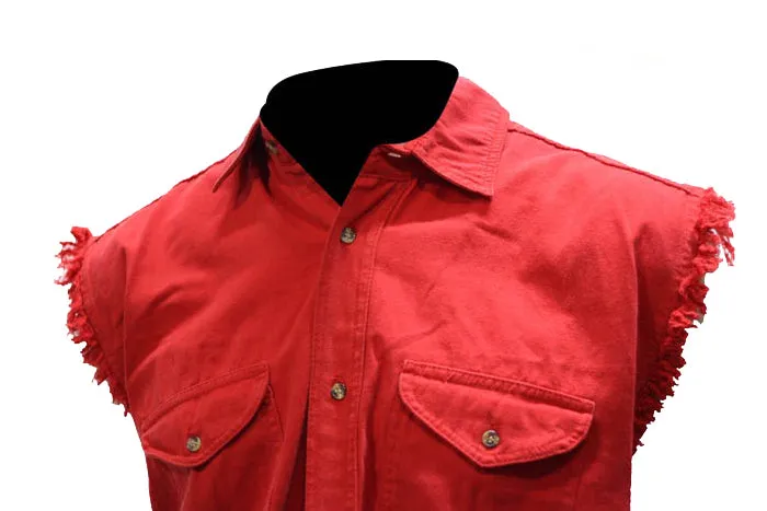 Mens Denim Red Sleeveless