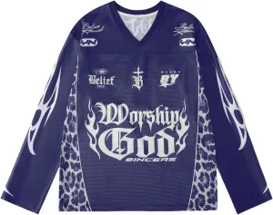 Men's Jersey Shirts Leopard Print Tee Drop Shoulder Long Sleeve Oversized T Shirt Graphic V Neck Tee Tops Streetwear