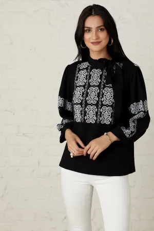 Monochrome cross stitch top