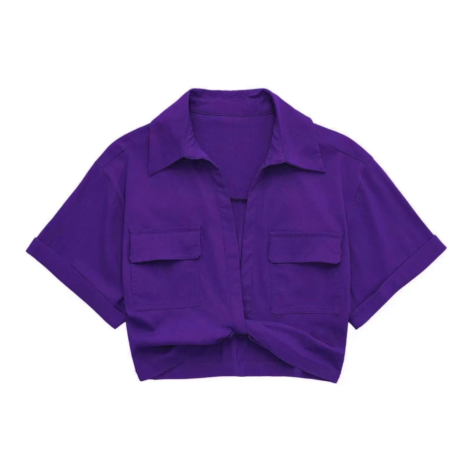 NORPOJIN - Original 2022 Fashion Cropped Shirt Women Wide Short Sleeves V-Neck Blouse Female Chic Lady Summer Linen Texture Elastic Crop Top
