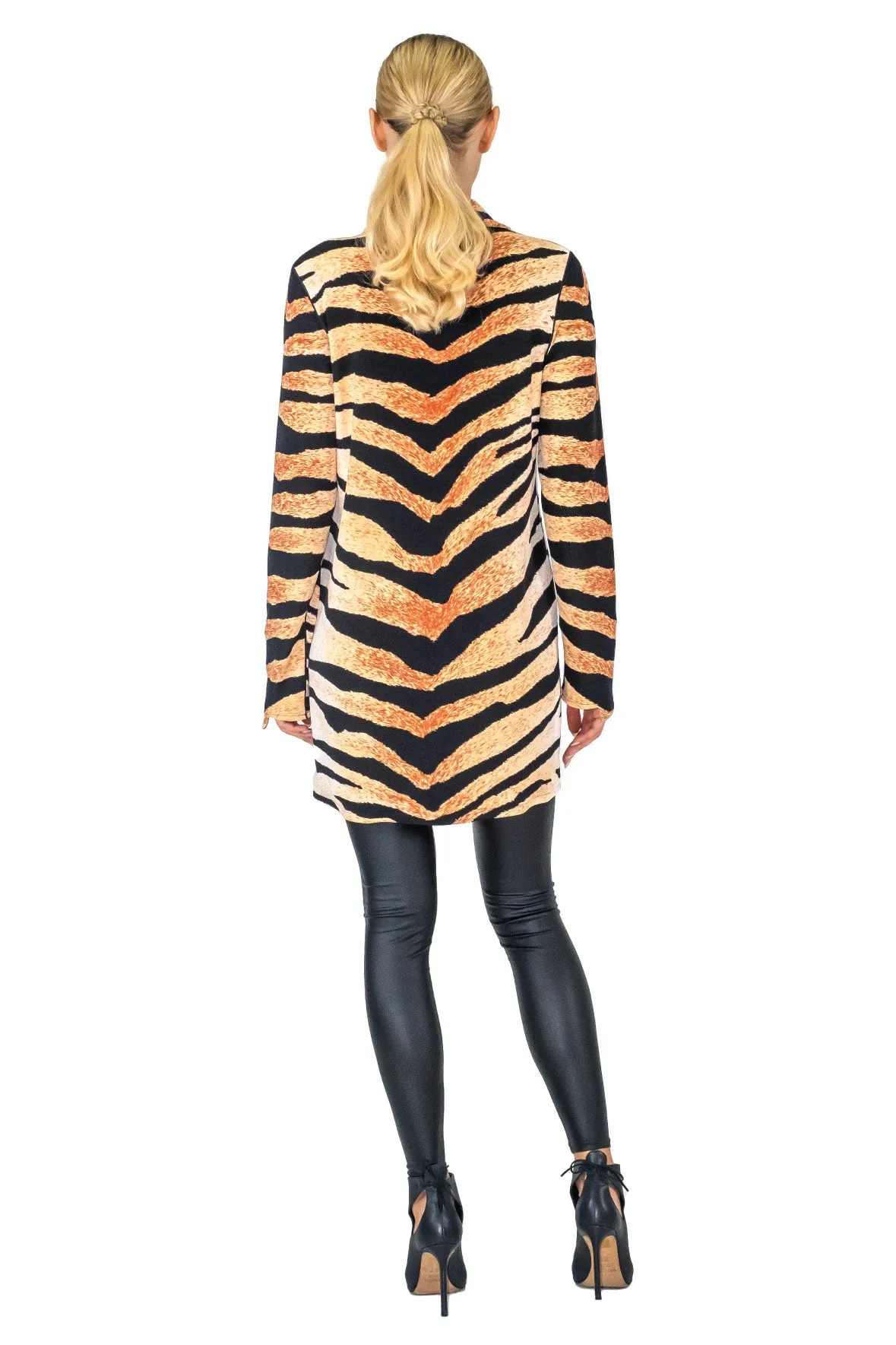 Notched Peaked Lapel Long Jacket w/ Pocket