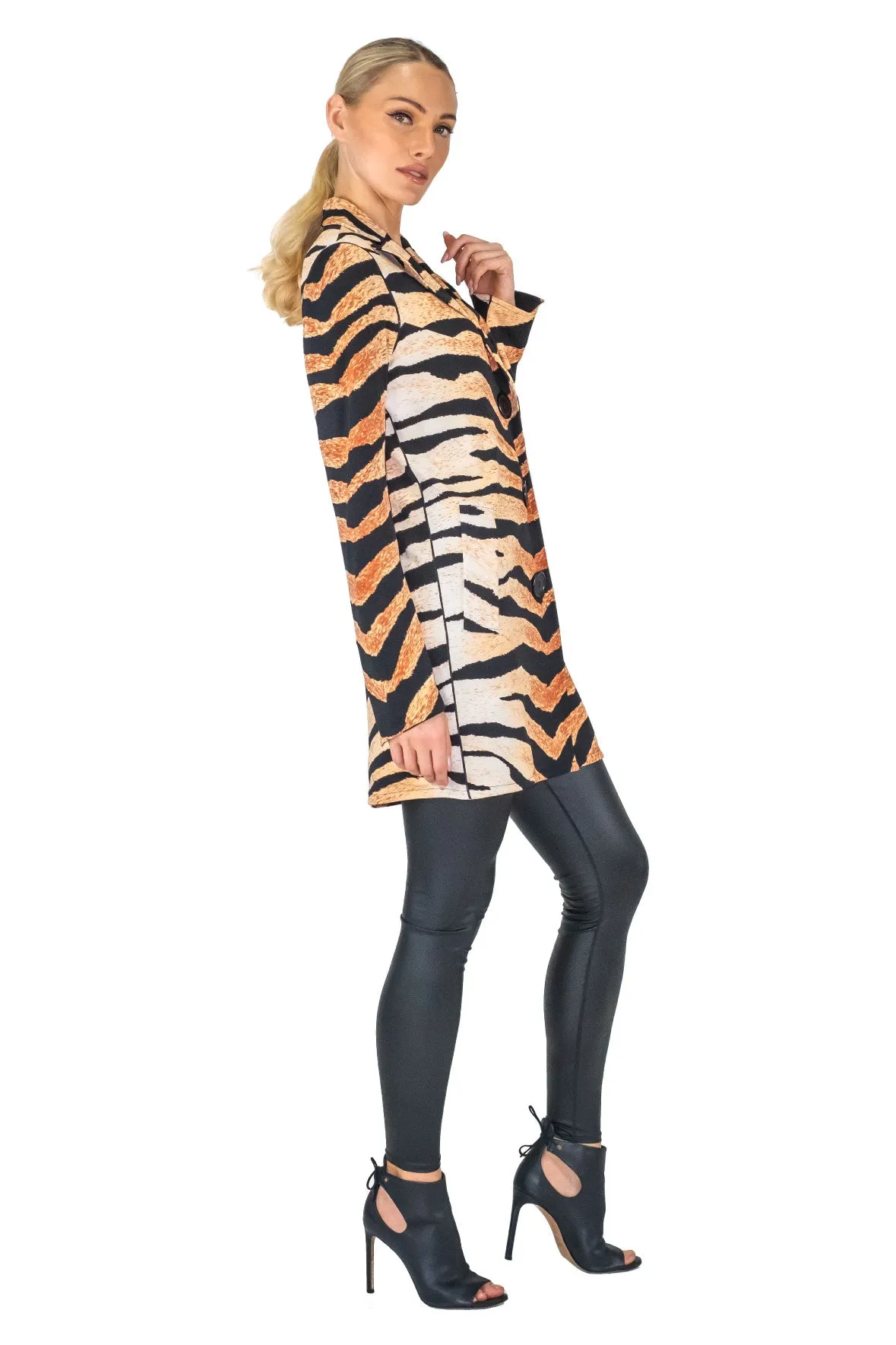 Notched Peaked Lapel Long Jacket w/ Pocket