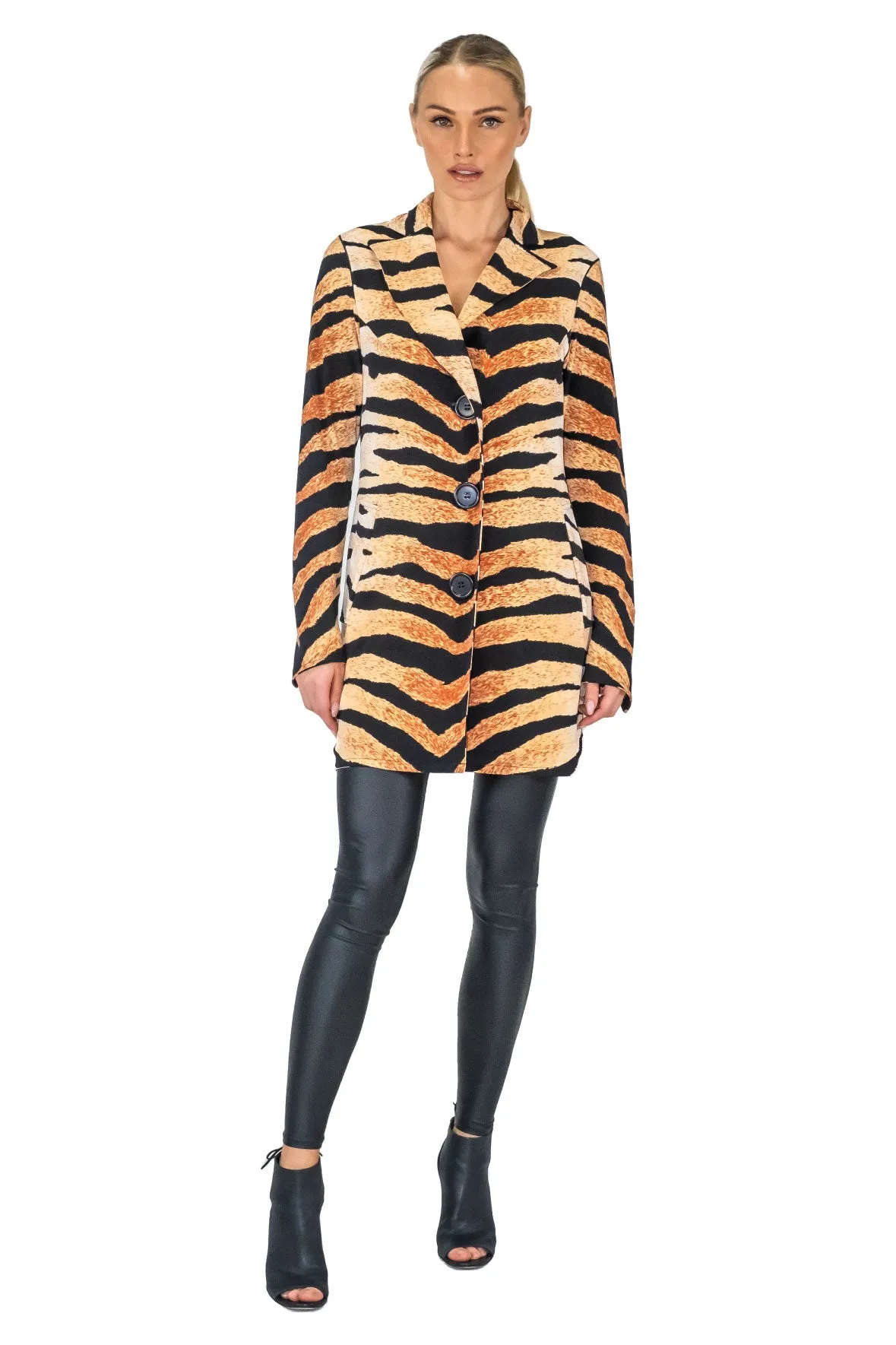 Notched Peaked Lapel Long Jacket w/ Pocket