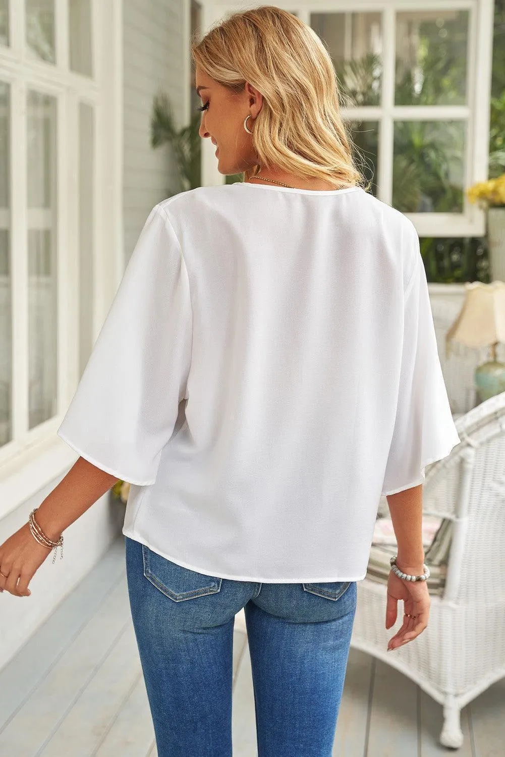 Oozing Beauty Draped Half Sleeve Blouse