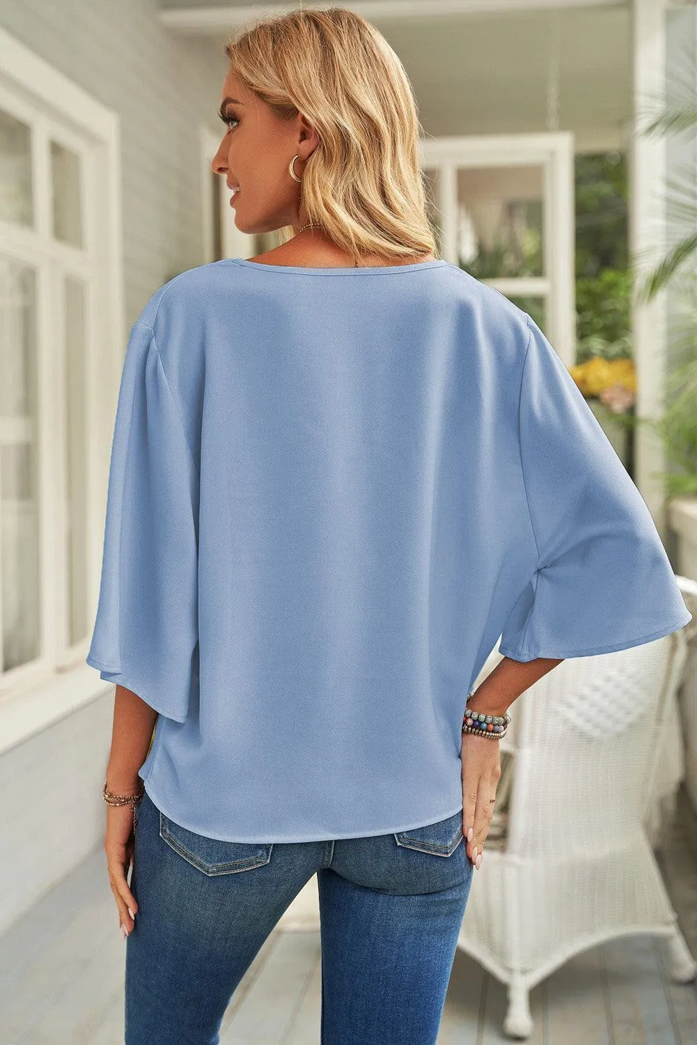 Oozing Beauty Draped Half Sleeve Blouse