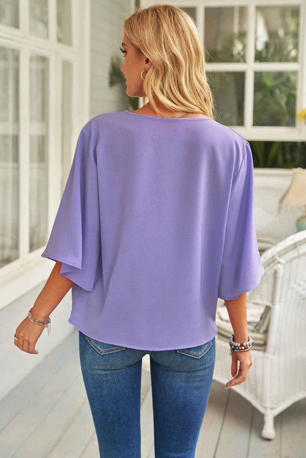 Oozing Beauty Draped Half Sleeve Blouse