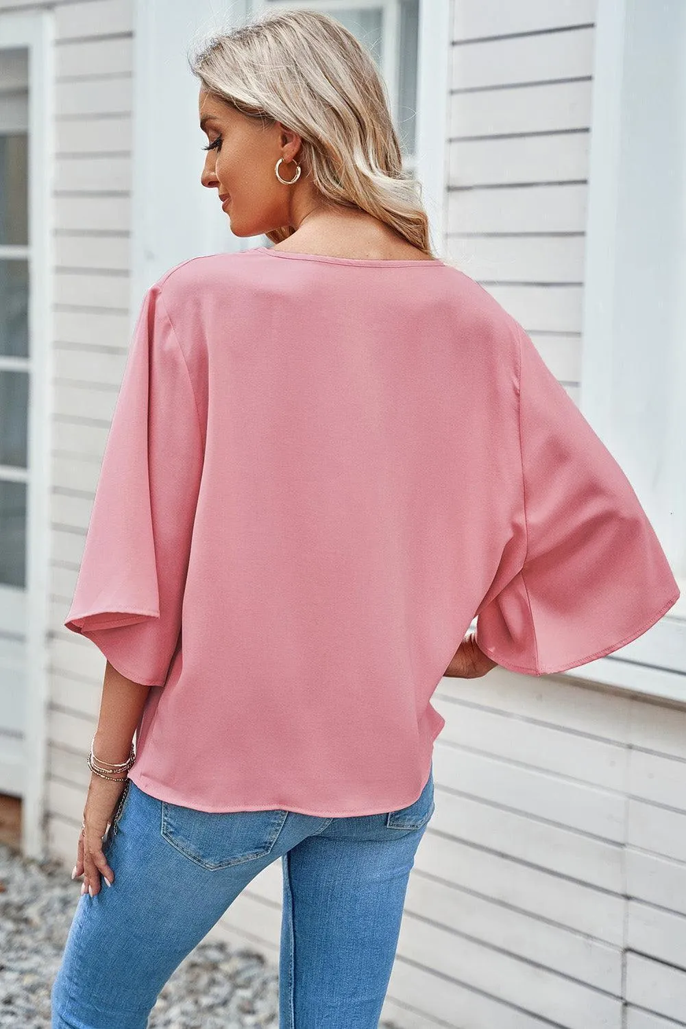 Oozing Beauty Draped Half Sleeve Blouse