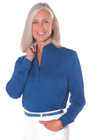 PETITE Long Sleeve Solid Polo | Bright Admiral 20C