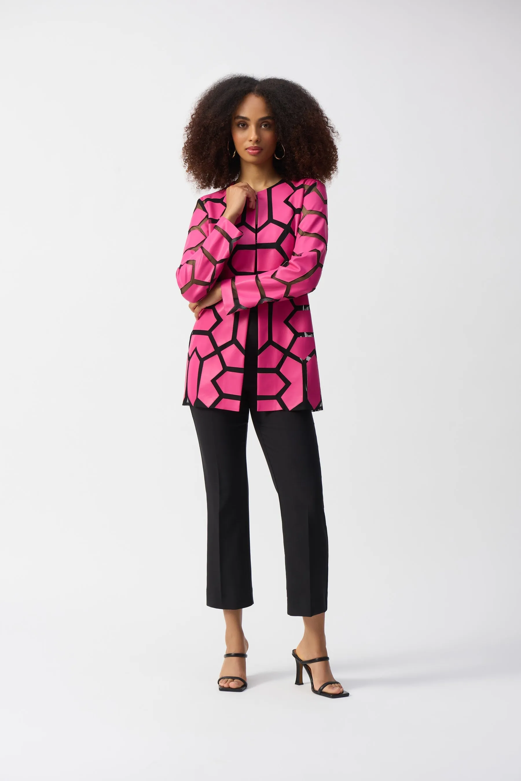 Pink/ Black Geometric Print Jacket