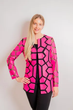 Pink/ Black Geometric Print Jacket