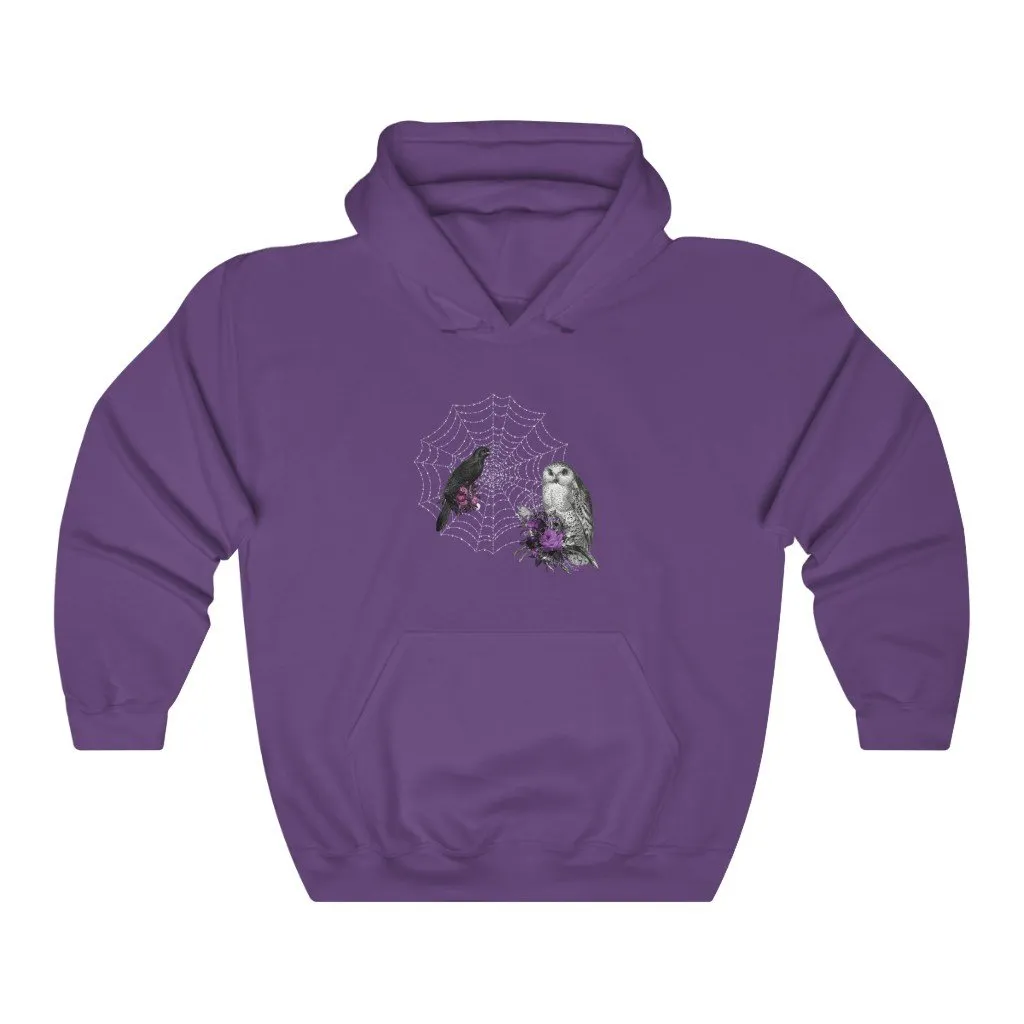 Pullover Hoodies-Raven and Owl