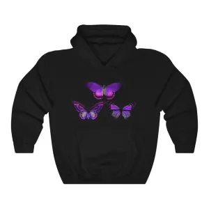 Pullover Hoodies-Vintage Purple Butterfly Hoodie 101
