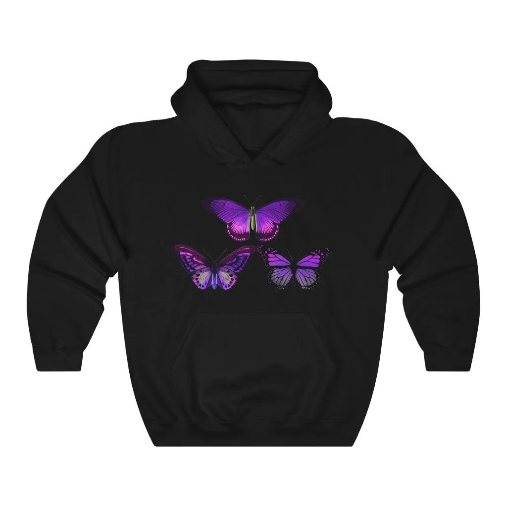 Pullover Hoodies-Vintage Purple Butterfly Hoodie 101