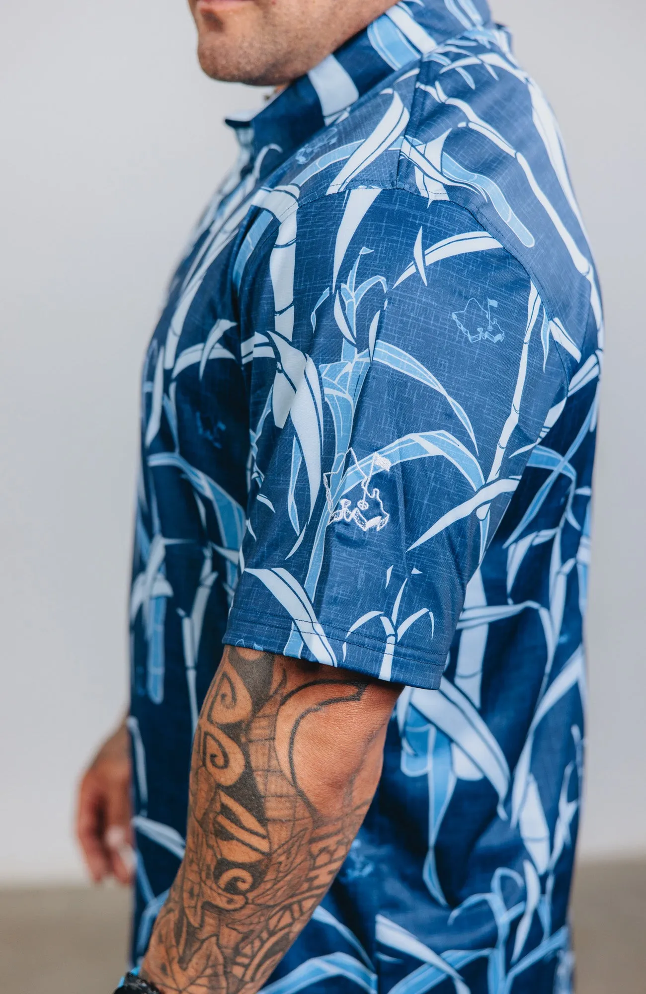 "Sugarcane Indigo Fields"- OGA Men's Polo - Indigo Blue