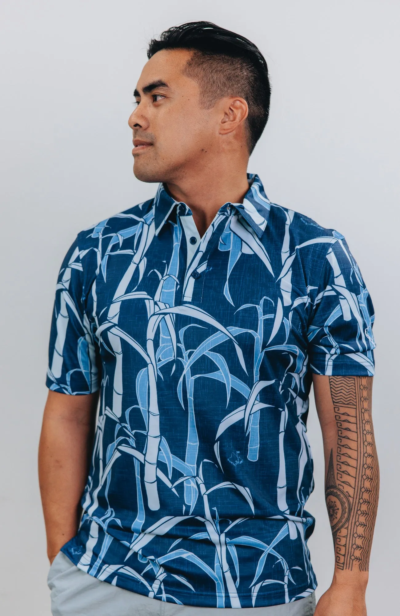 "Sugarcane Indigo Fields"- OGA Men's Polo - Indigo Blue