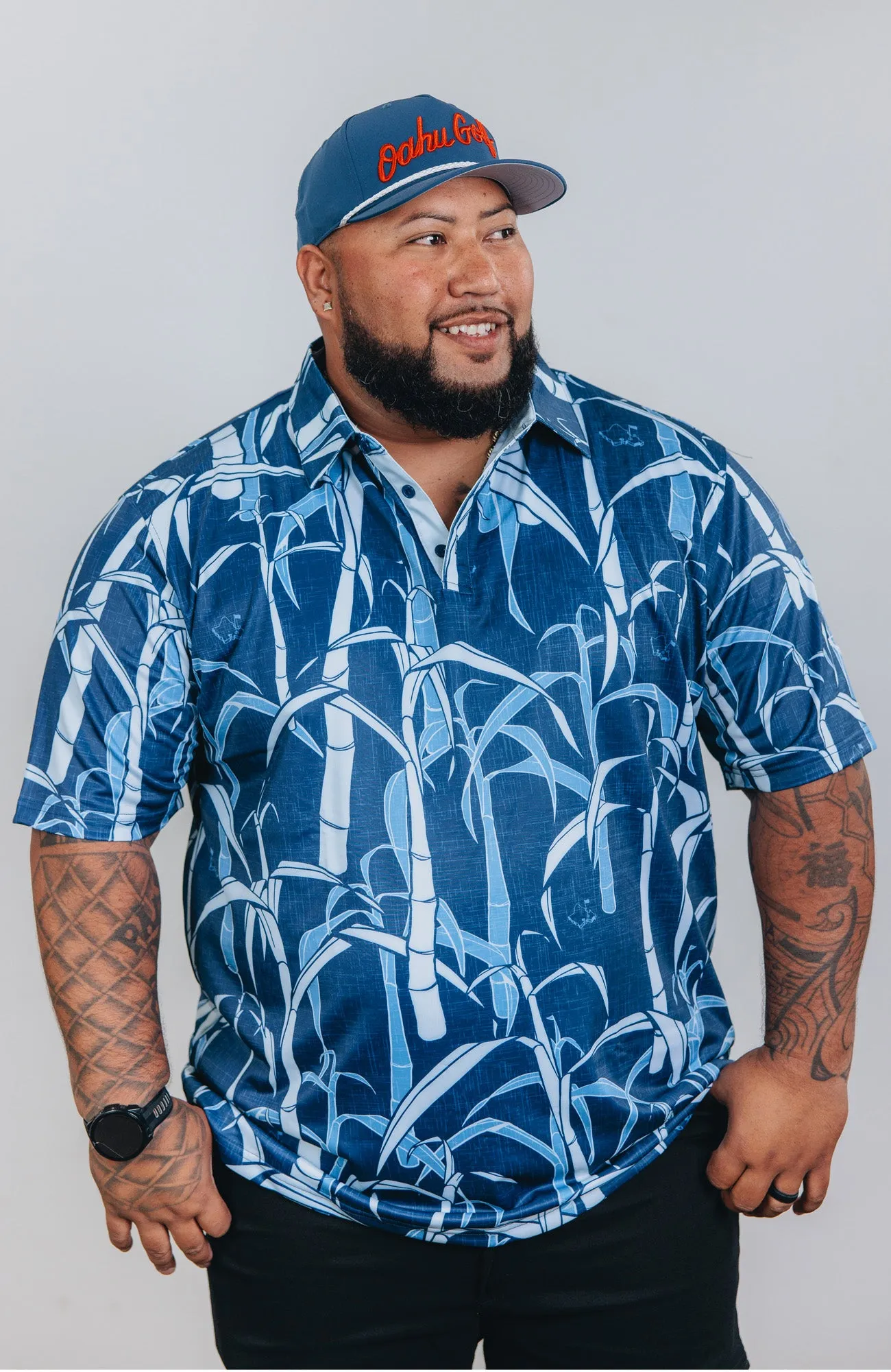 "Sugarcane Indigo Fields"- OGA Men's Polo - Indigo Blue