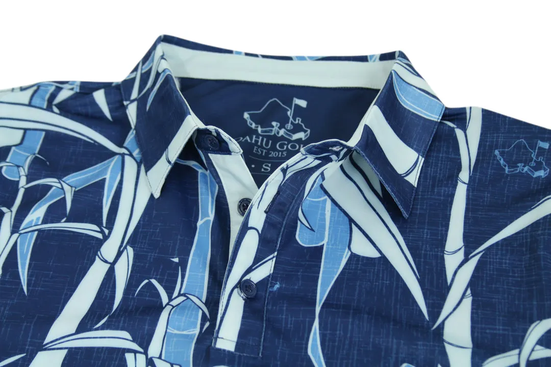 "Sugarcane Indigo Fields"- OGA Men's Polo - Indigo Blue