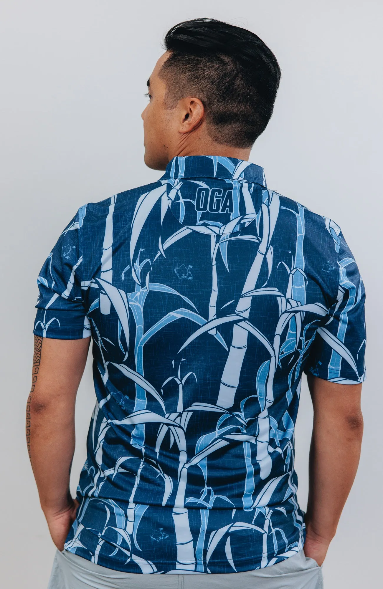 "Sugarcane Indigo Fields"- OGA Men's Polo - Indigo Blue