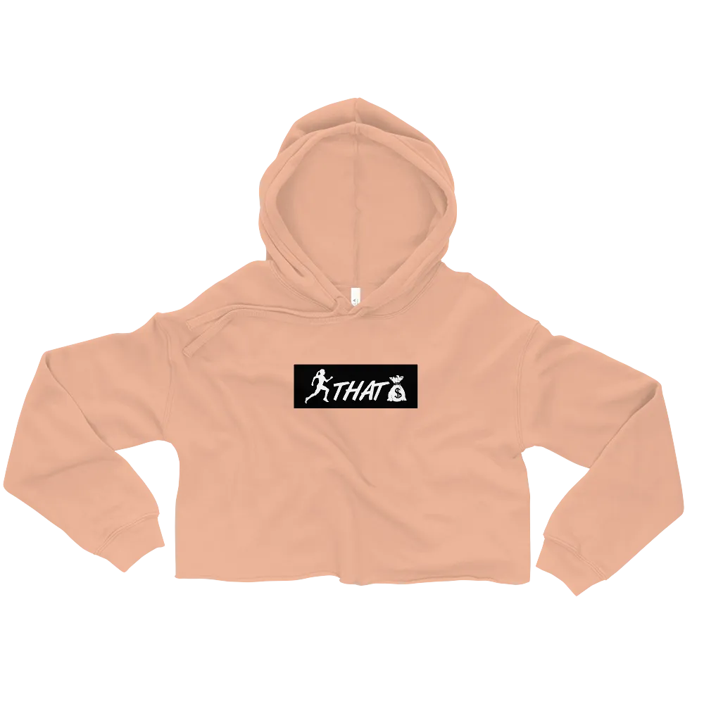 "W. Sup. Chase That bag" Peach (Black logo) Crop Hoodie