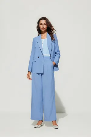 Rayon Blend Double -Breasted Suit Blazer