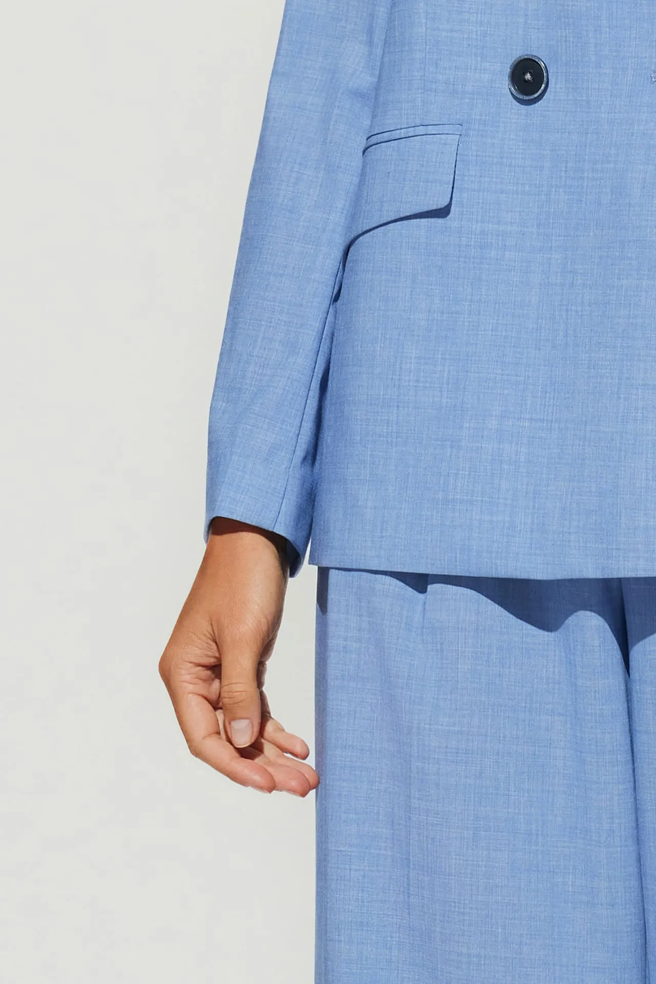 Rayon Blend Double -Breasted Suit Blazer