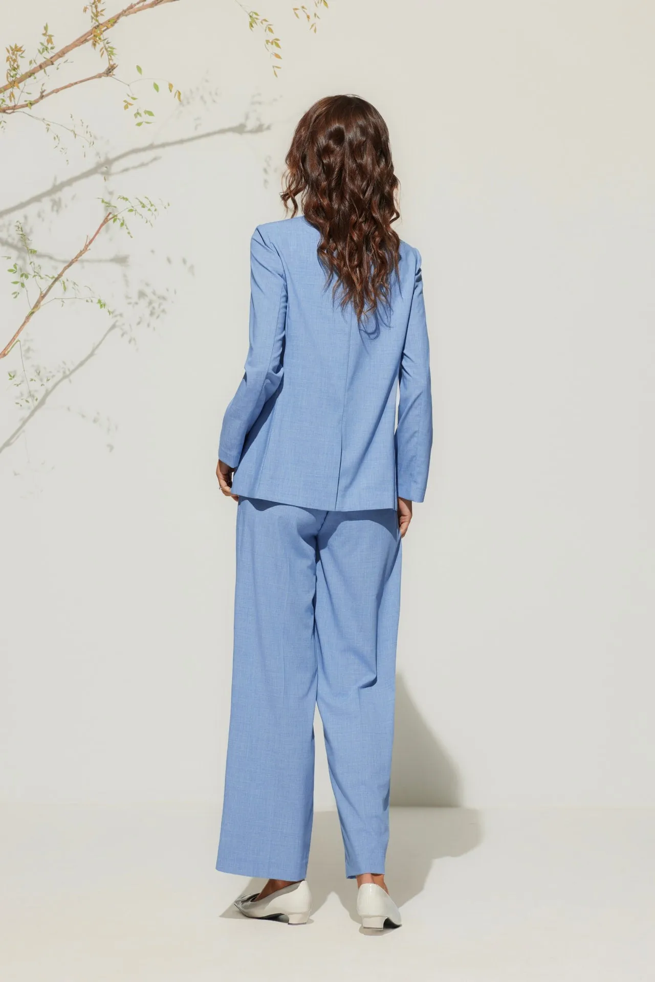 Rayon Blend Double -Breasted Suit Blazer