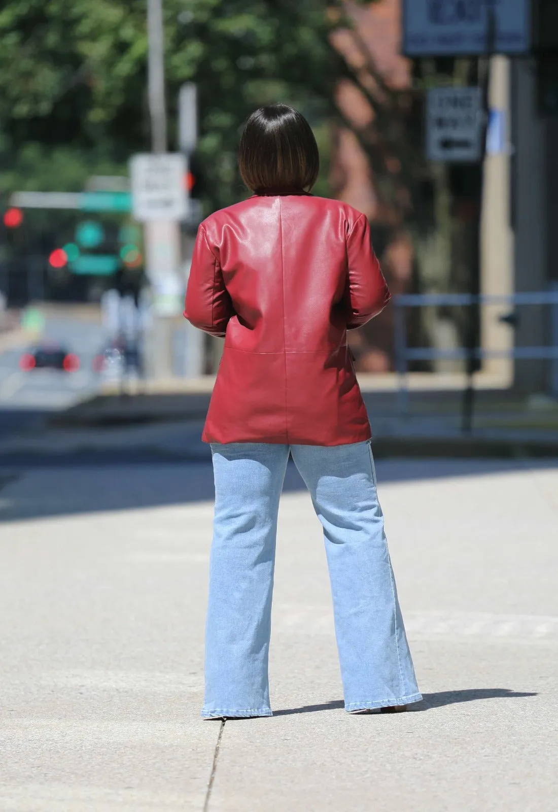 Ring The Alarm | Red Vegan Leather Blazer