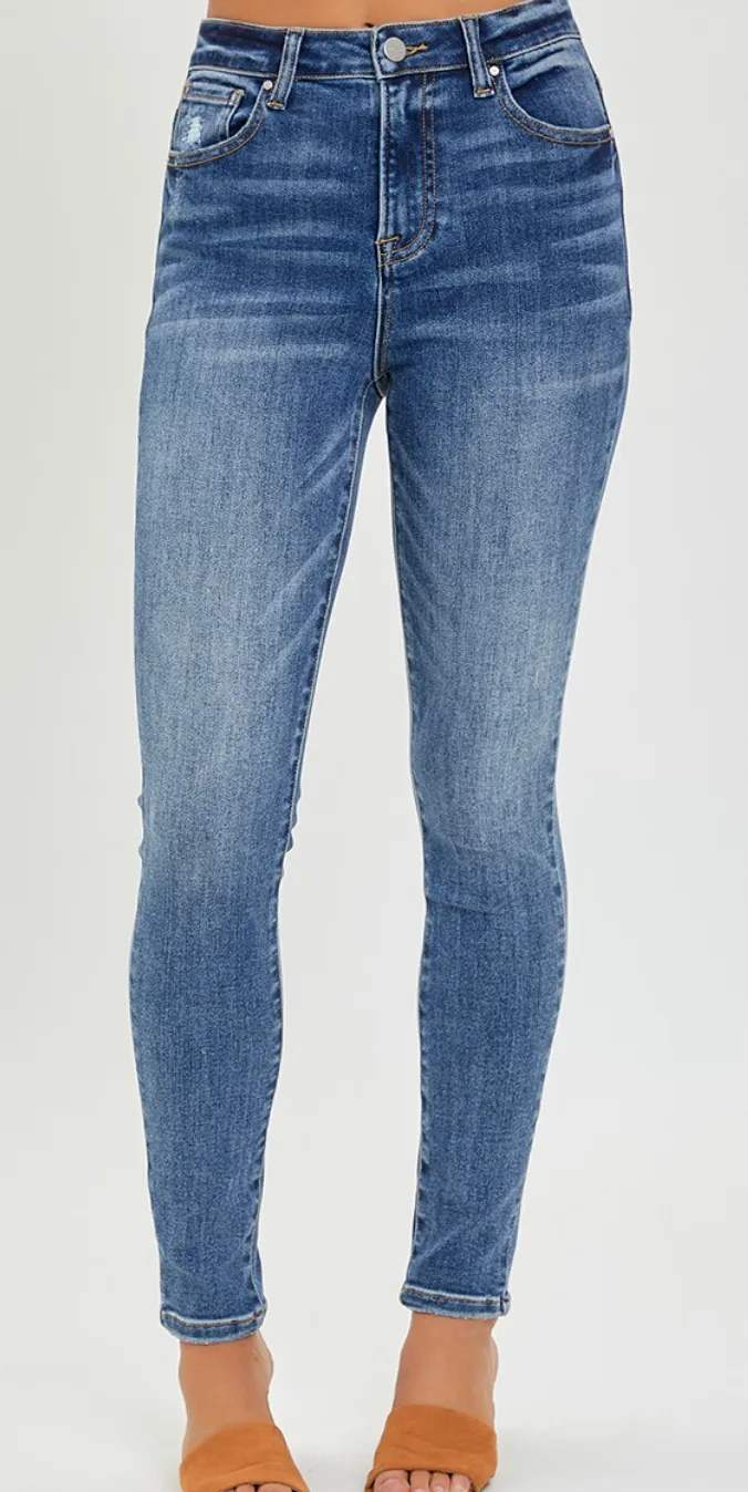Risen Mid Rise Ankle Skinny Jeans