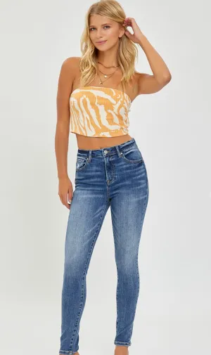 Risen Mid Rise Ankle Skinny Jeans