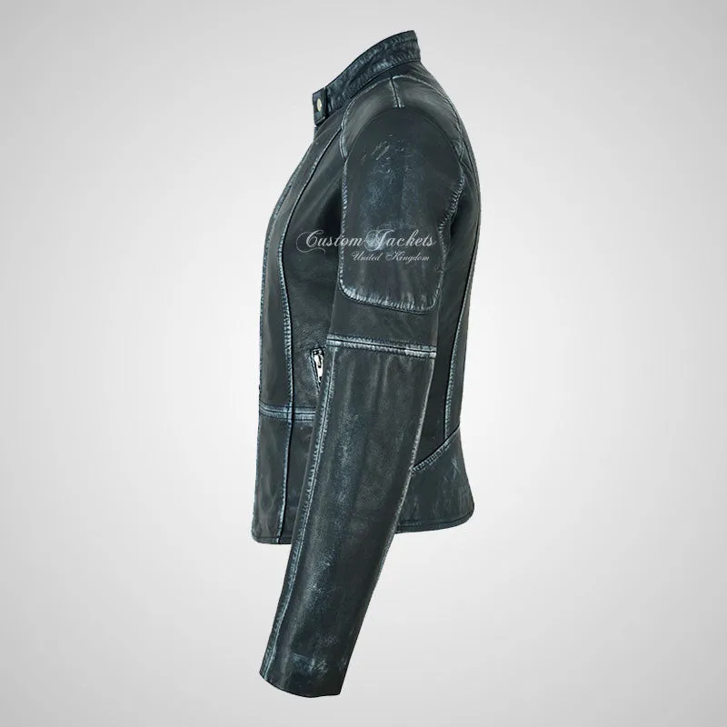 SERAPHINA Ladies Leather Biker Style Jacket