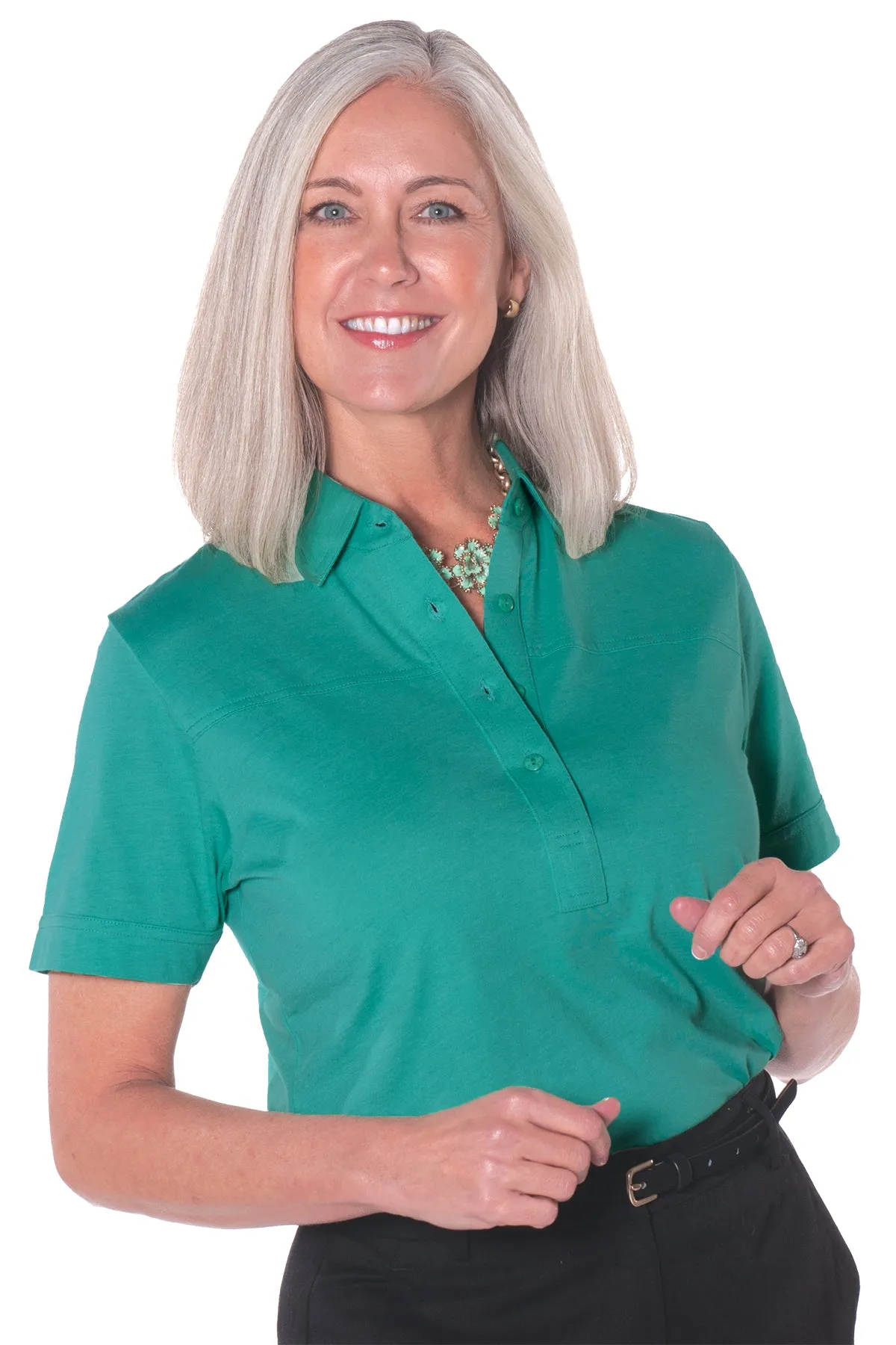 Short Sleeve Solid Polo | Turquoise 25P