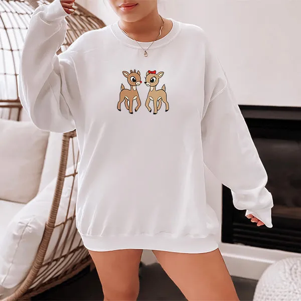 Simple and Cute Reindeer Sweatshirt - Christmas Sweatshirt - Sizes S to 5XL