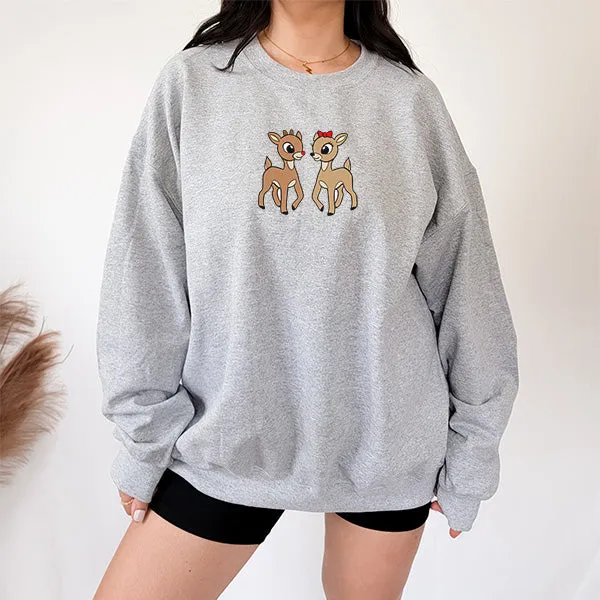 Simple and Cute Reindeer Sweatshirt - Christmas Sweatshirt - Sizes S to 5XL