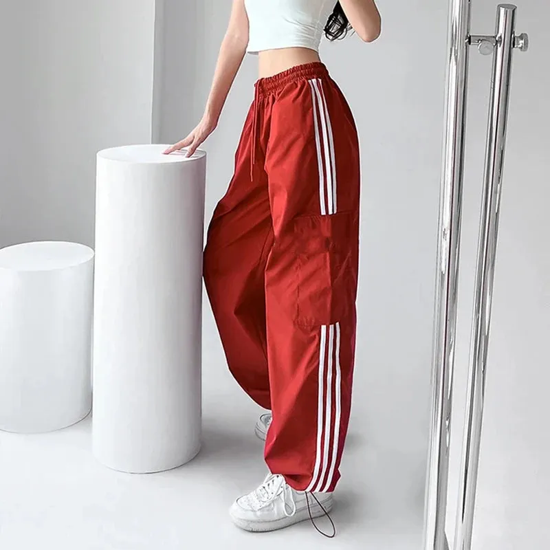 Striped High Waist Baggy Sweatpants Women
