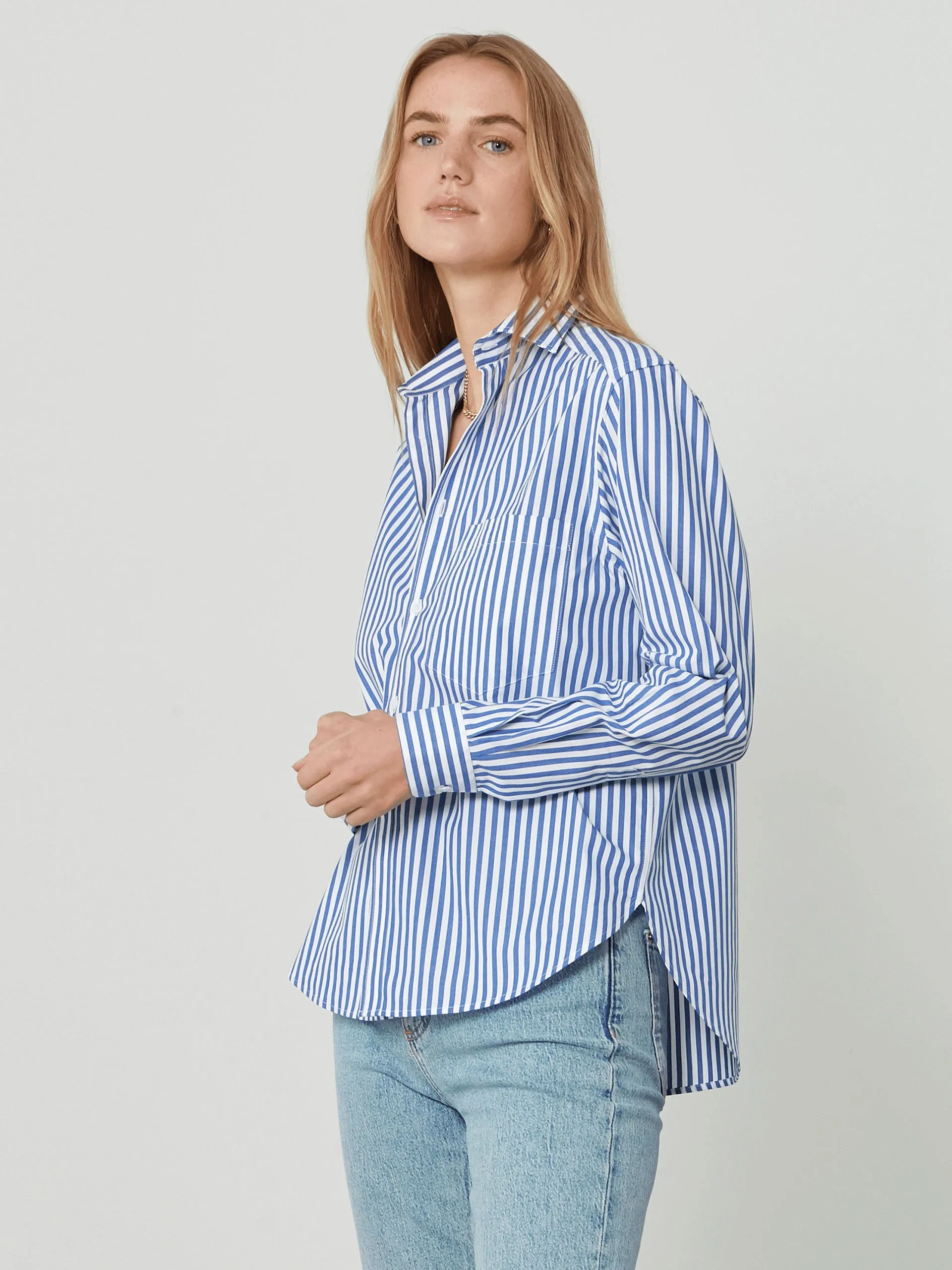 The Royal Blue Stripe fine poplin Classic shirt