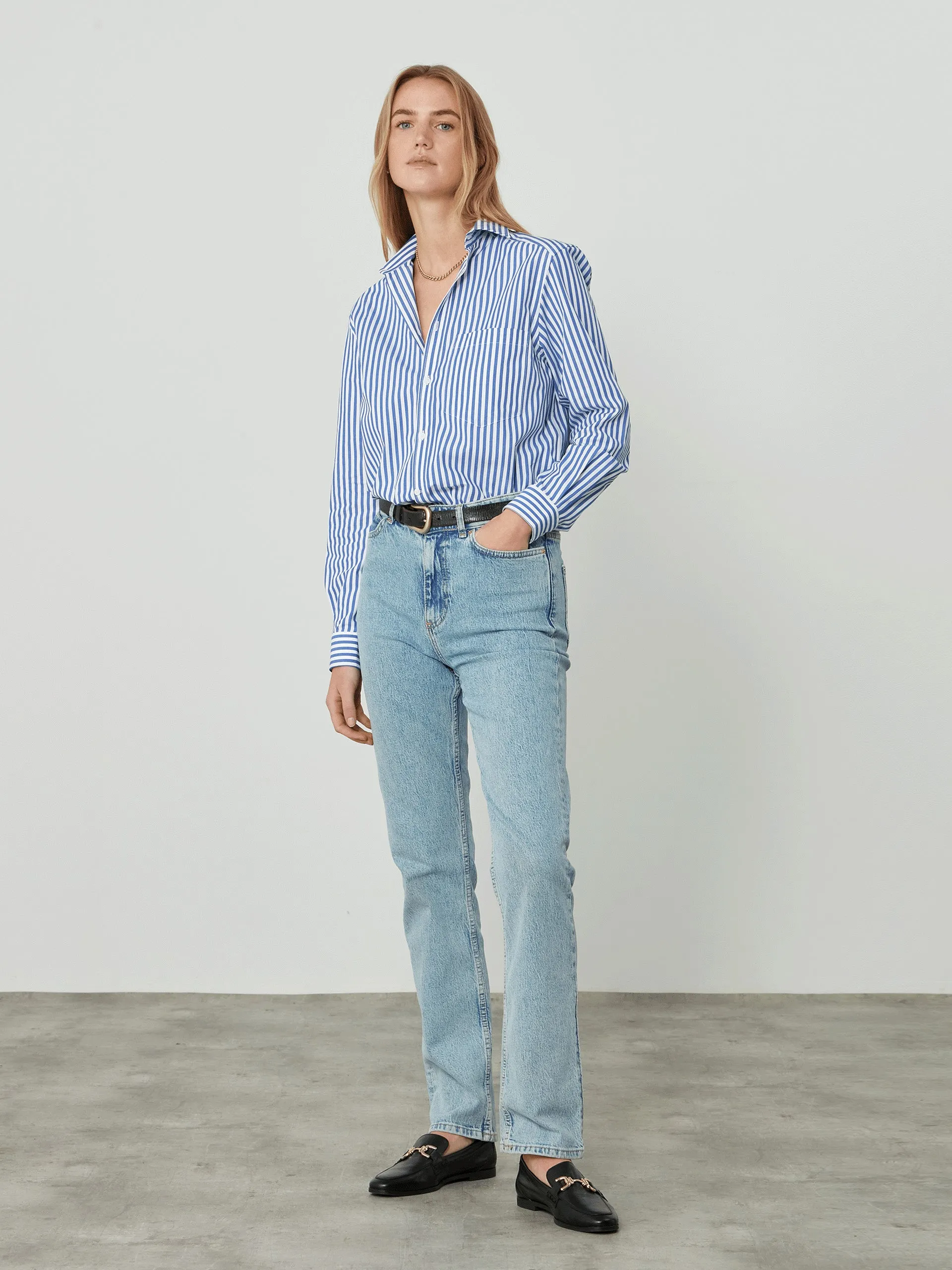 The Royal Blue Stripe fine poplin Classic shirt