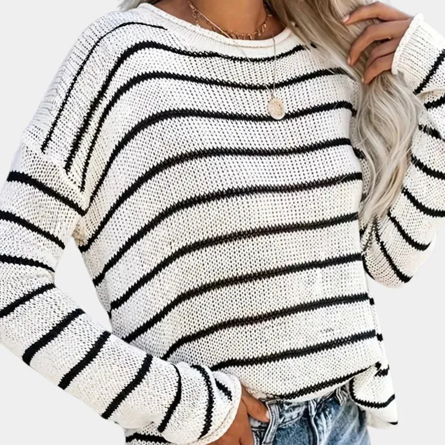 Trendiger urzula - gestreifter damenpullover aus hochwertiger strickware